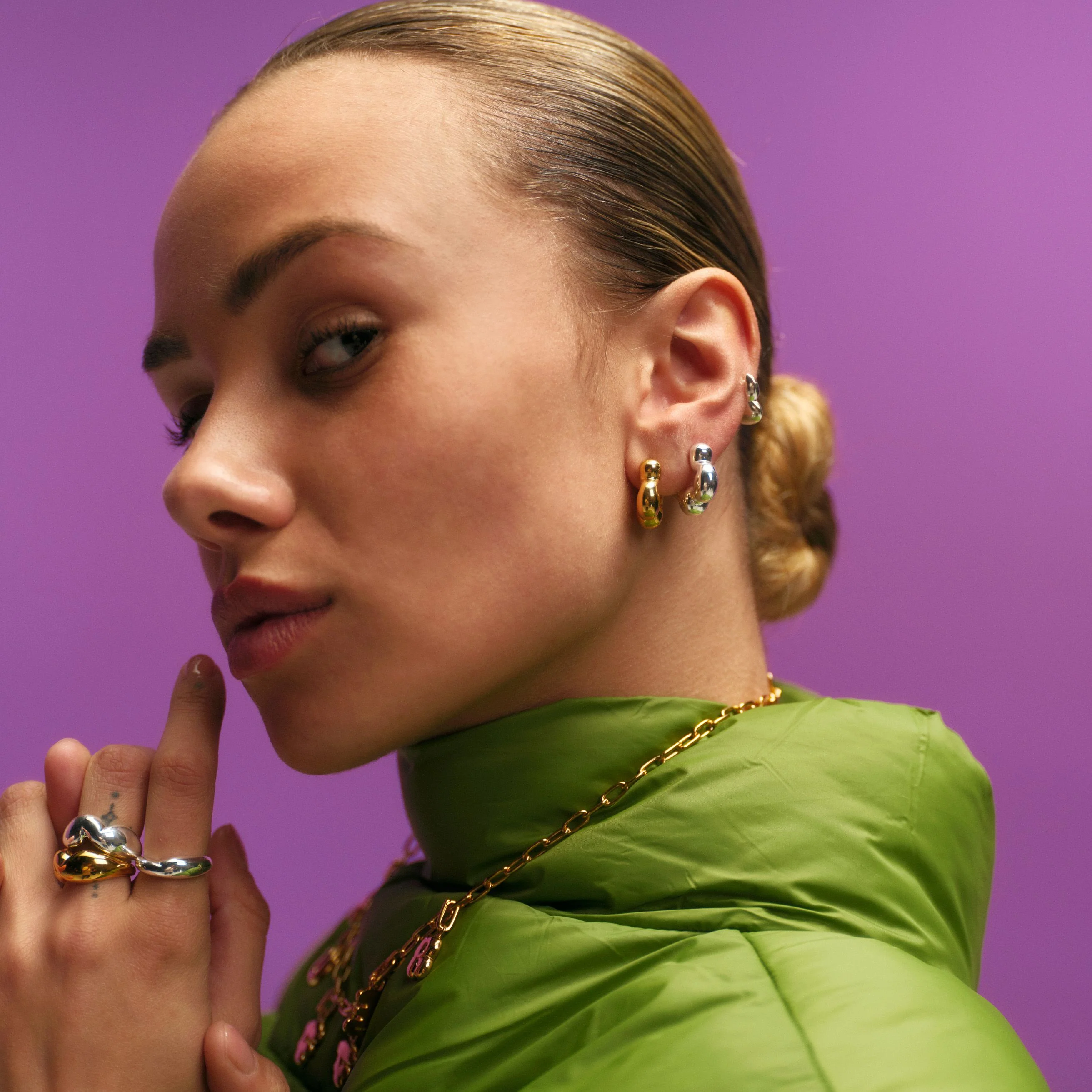 Cloudy Puffer Hoops - Image 3